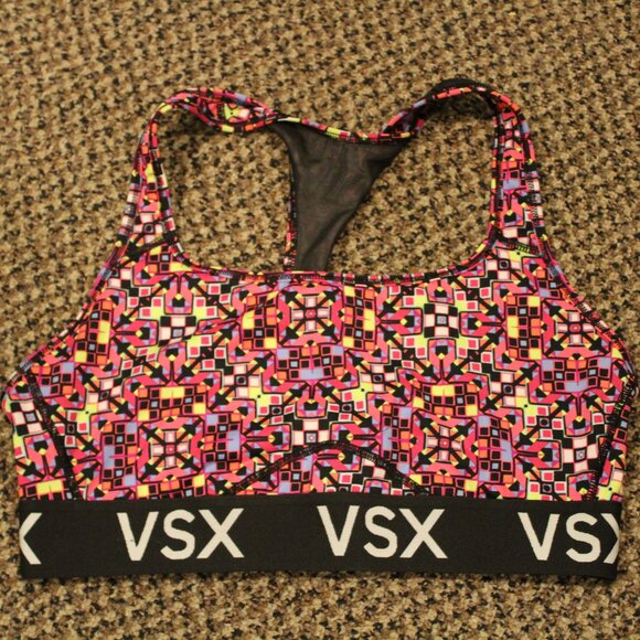 Victoria's Secret VSX Logo The Player Racerback Sports Bra Warm Geo Size Large - Picture 1 of 4